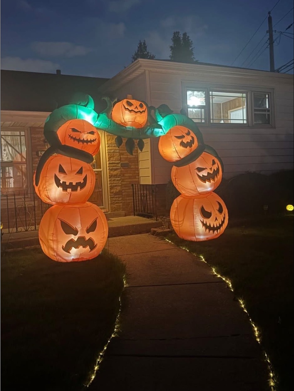 Spirit Orange and Green Inflatable Halloween Jack-O'-Lantern Arch